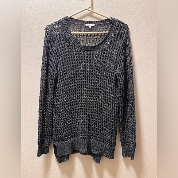 Avalin Sweaters - Avalin Unique Boho Retro Metallic Open Crochet Sweater, Women’s Sz S, Metallic